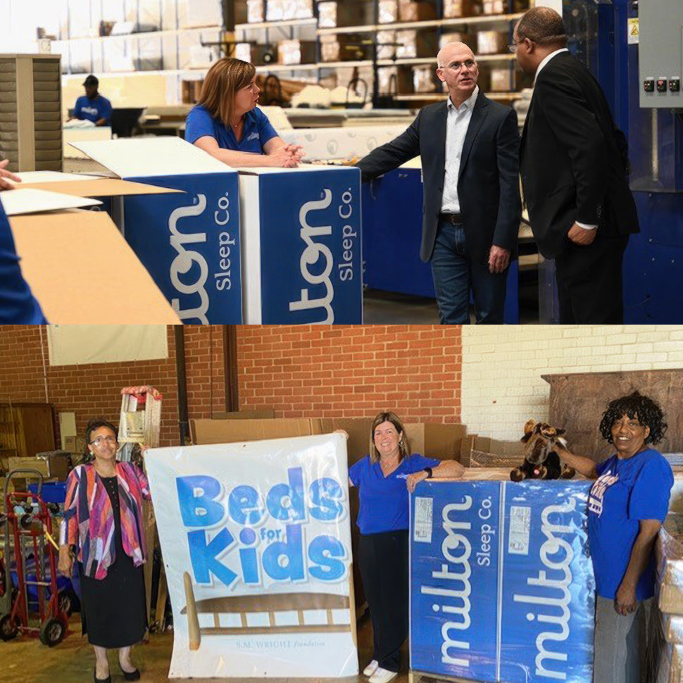 Michael Karotkin and SM Wright at Milton Sleep Co. factory