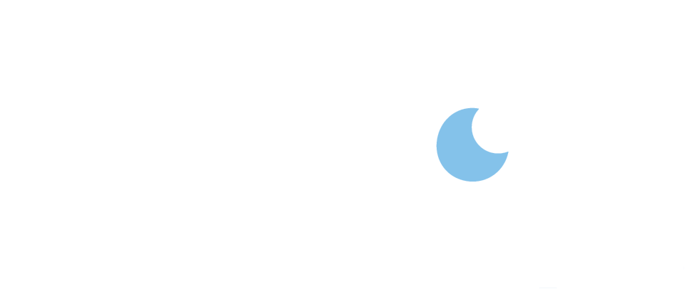 White Milton logo with light blue moon
